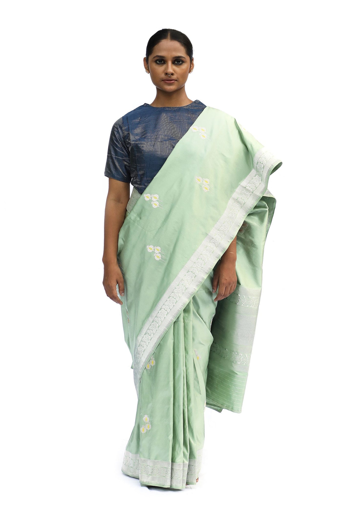 NURVI - light green katan silk saree