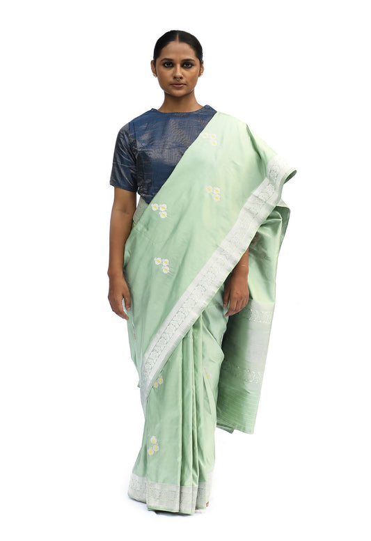 NURVI - light green katan silk saree