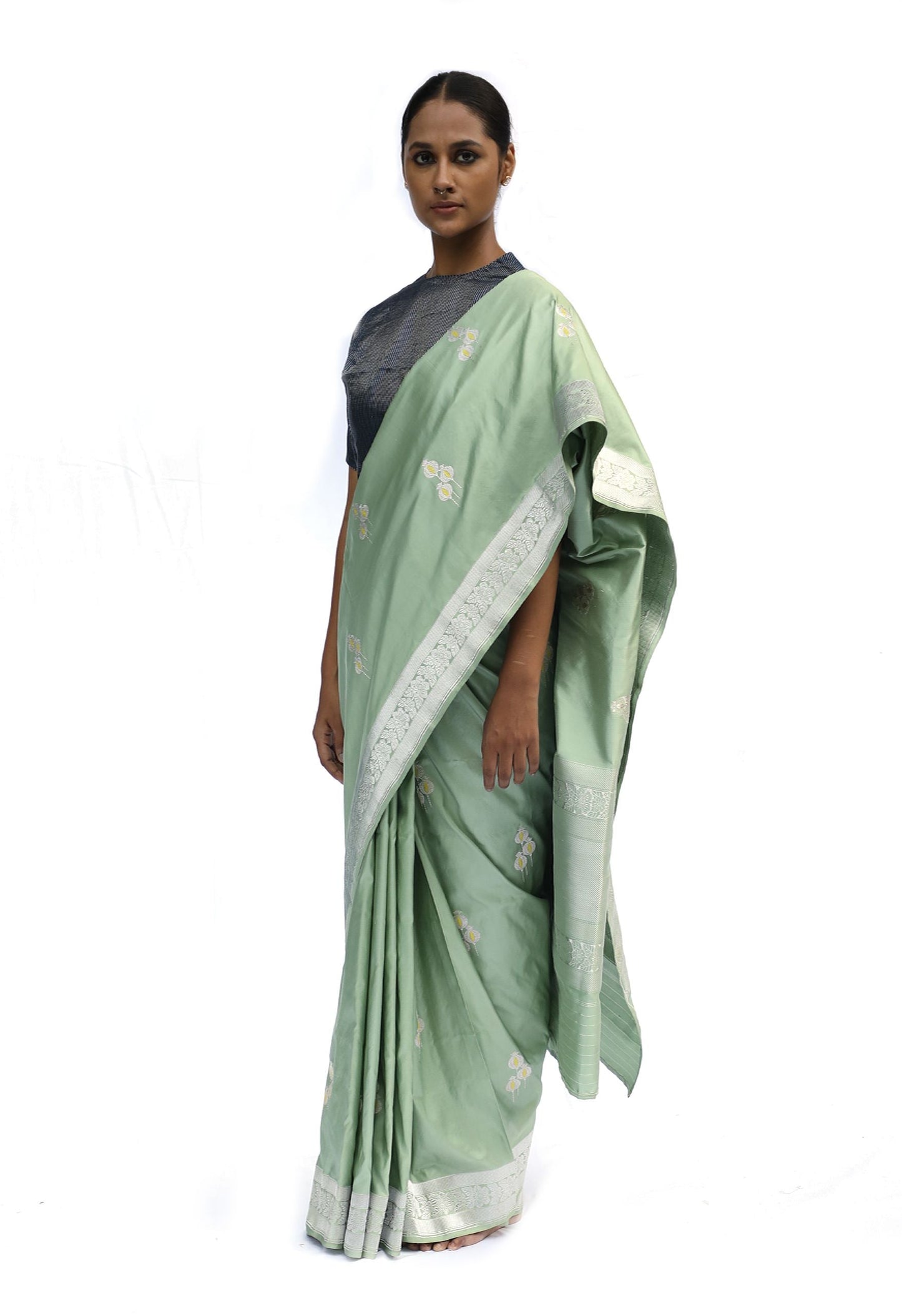 NURVI - light green katan silk saree