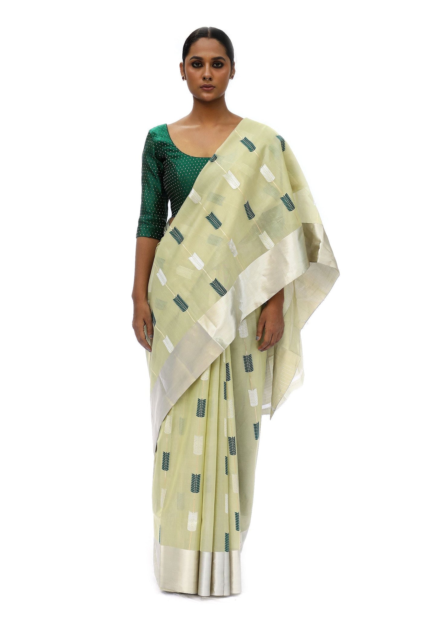 BOA -  Pista Green Chanderi Cotton Tissue