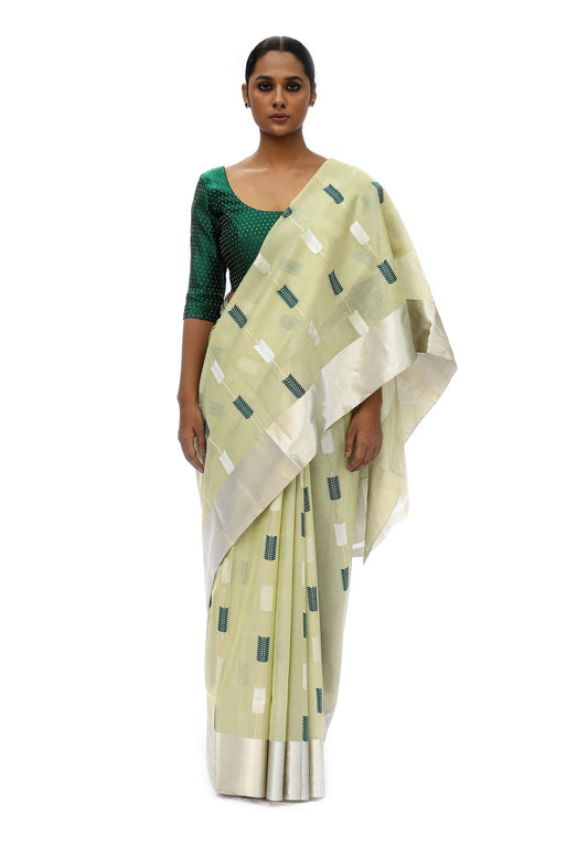 BOA -  Pista Green Chanderi Cotton Tissue