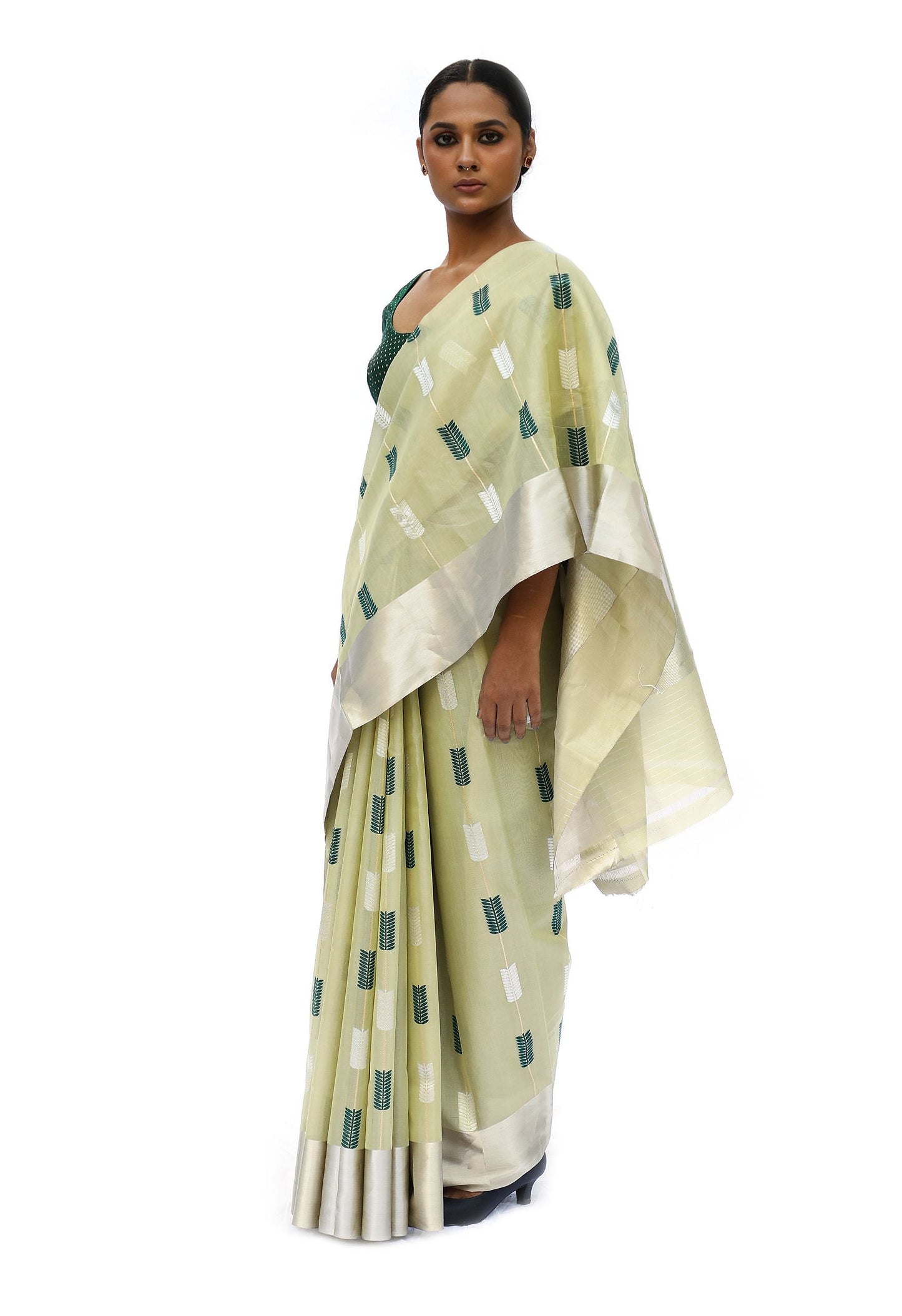 BOA -  Pista Green Chanderi Cotton Tissue