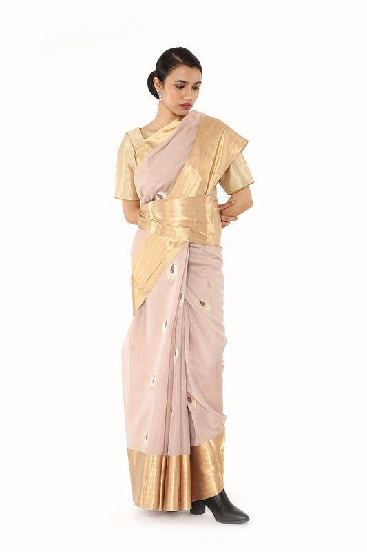 BOA -  Mauve Cotton Tissue Saree