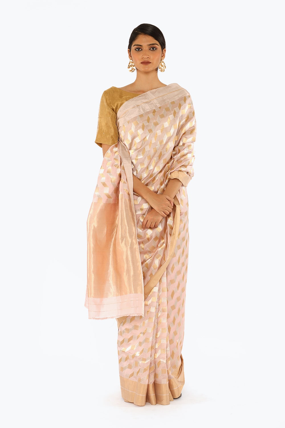 BOA -  Beige Chanderi Silk Tissue Saree