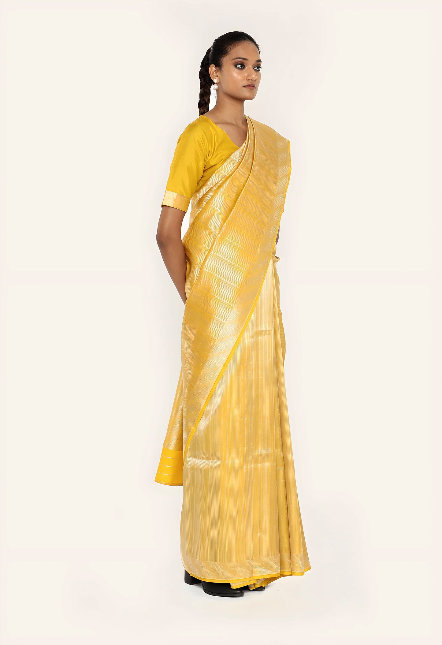 Dhari - MUSTARD SILVER JARI METALIC