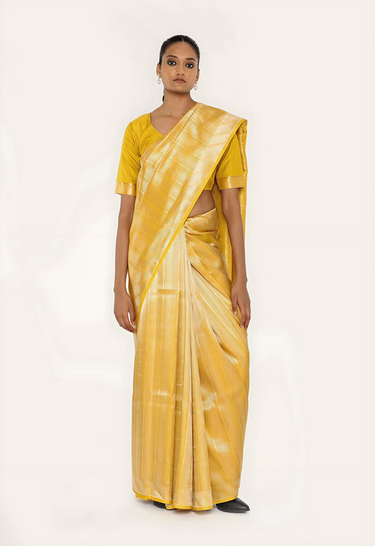 Dhari - MUSTARD SILVER JARI METALIC