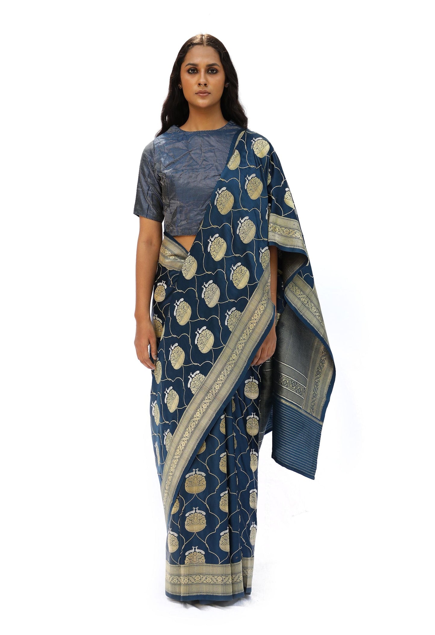 MM - BLUE MASHRU SILK