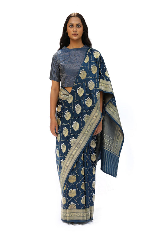 MM - BLUE MASHRU SILK