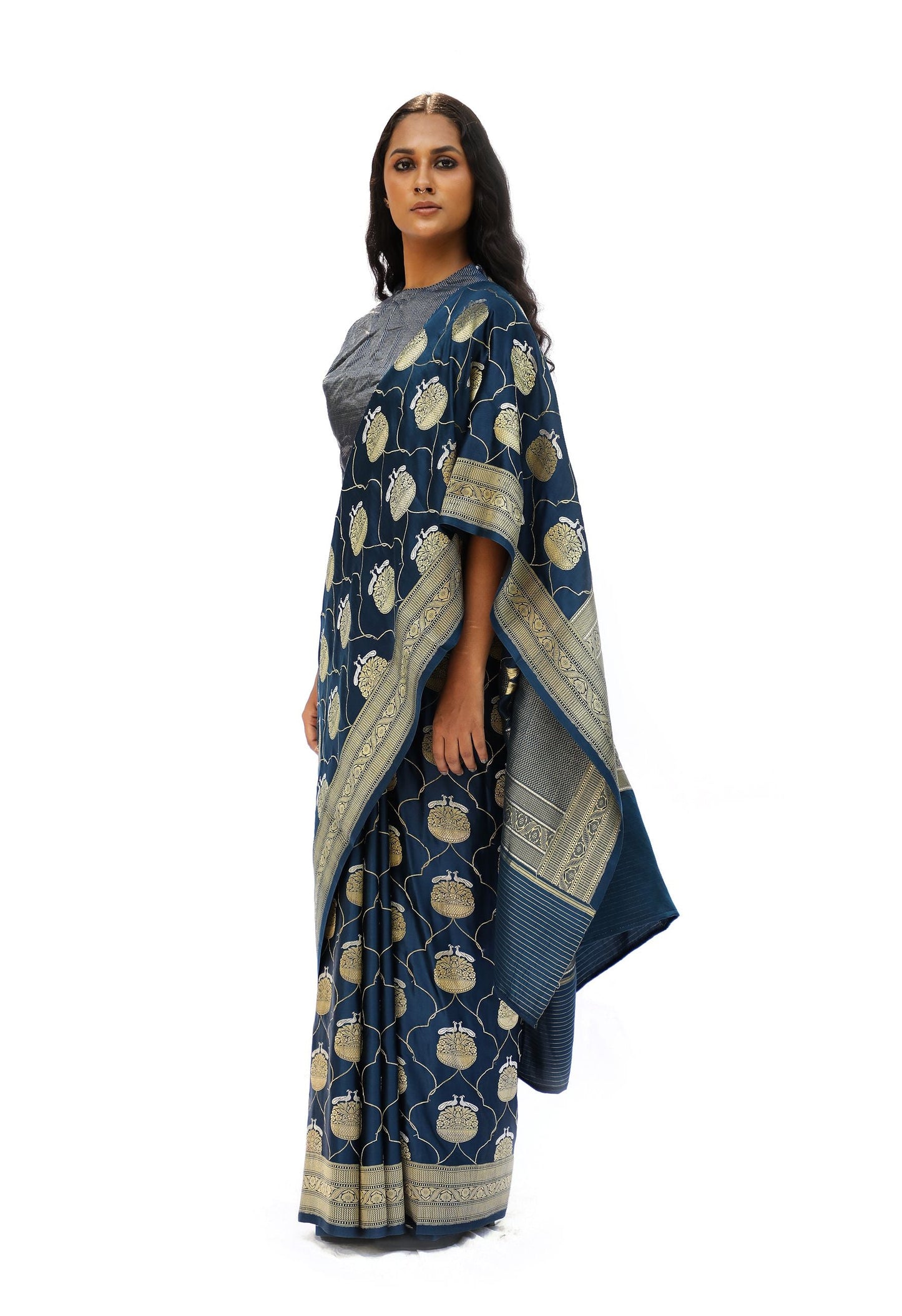 MM - BLUE MASHRU SILK