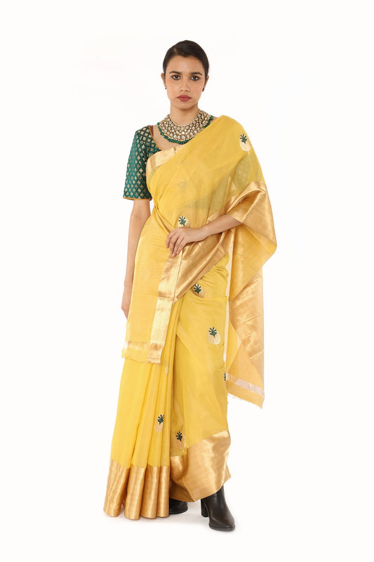 BOA -  Mustard Cotton Tissue Saree