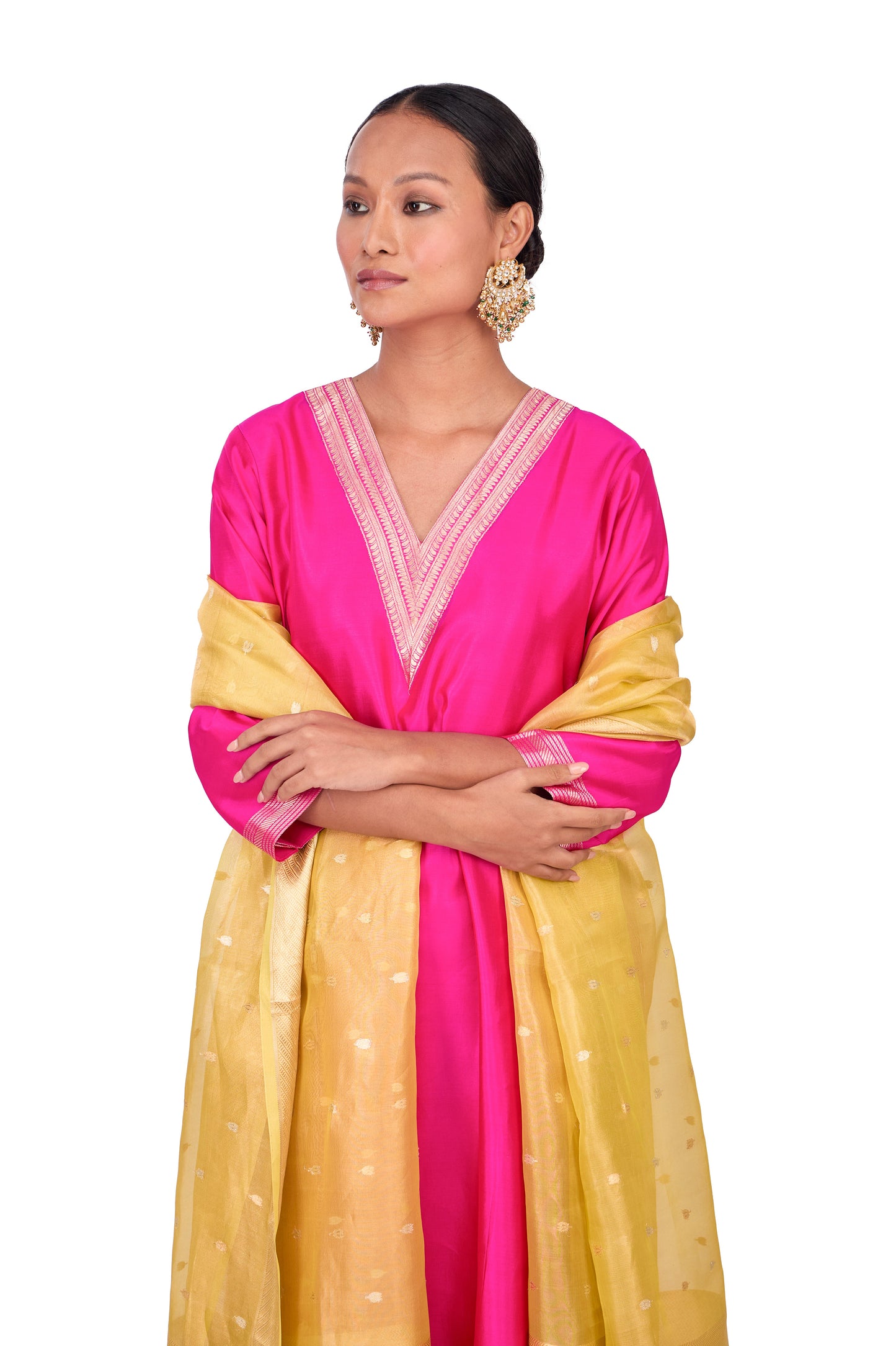 Lemon Organza Dupatta
