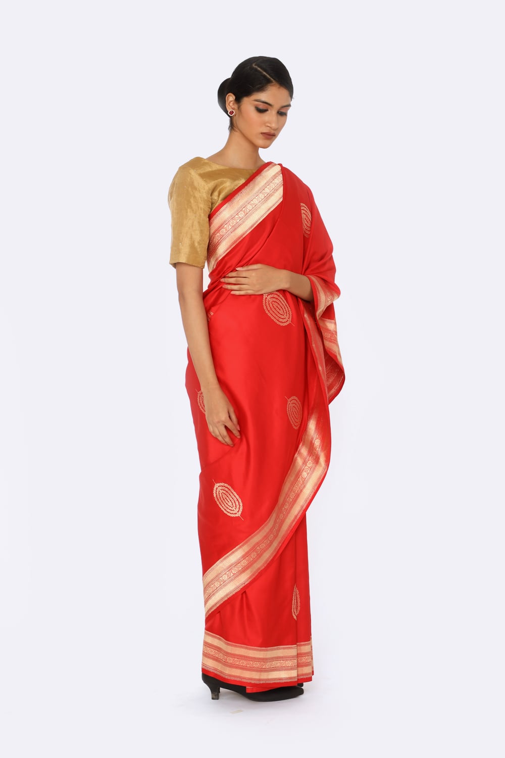SUMAH  vermillion red saree