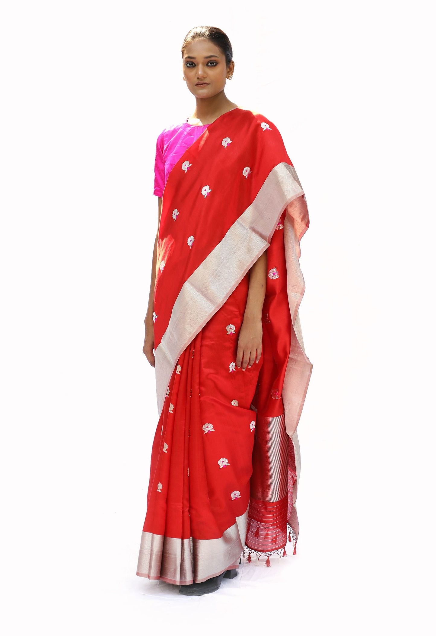 BOA -  Red Chanderi Silk Saree