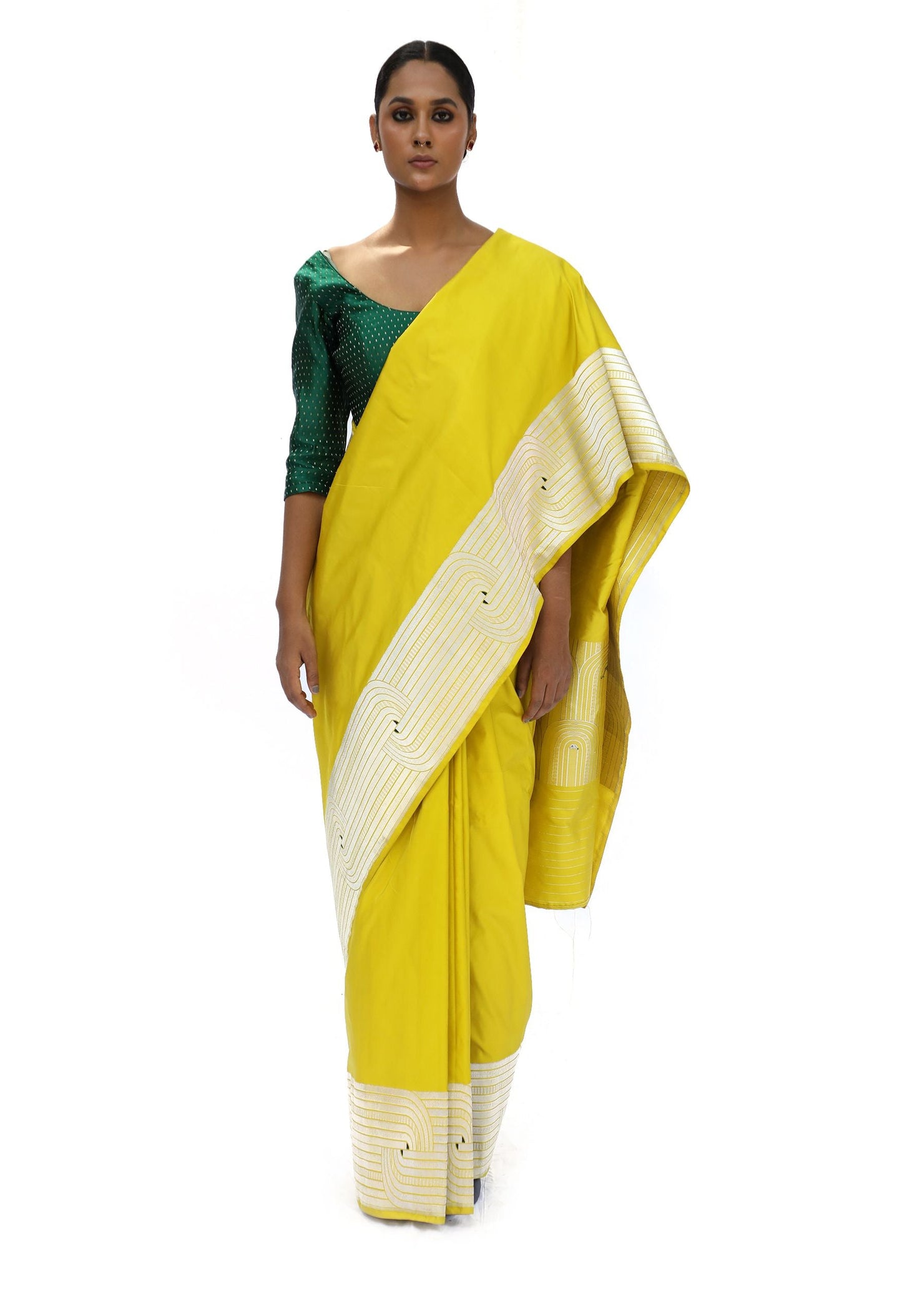 DIVIJA - mustard yellow katan silk saree