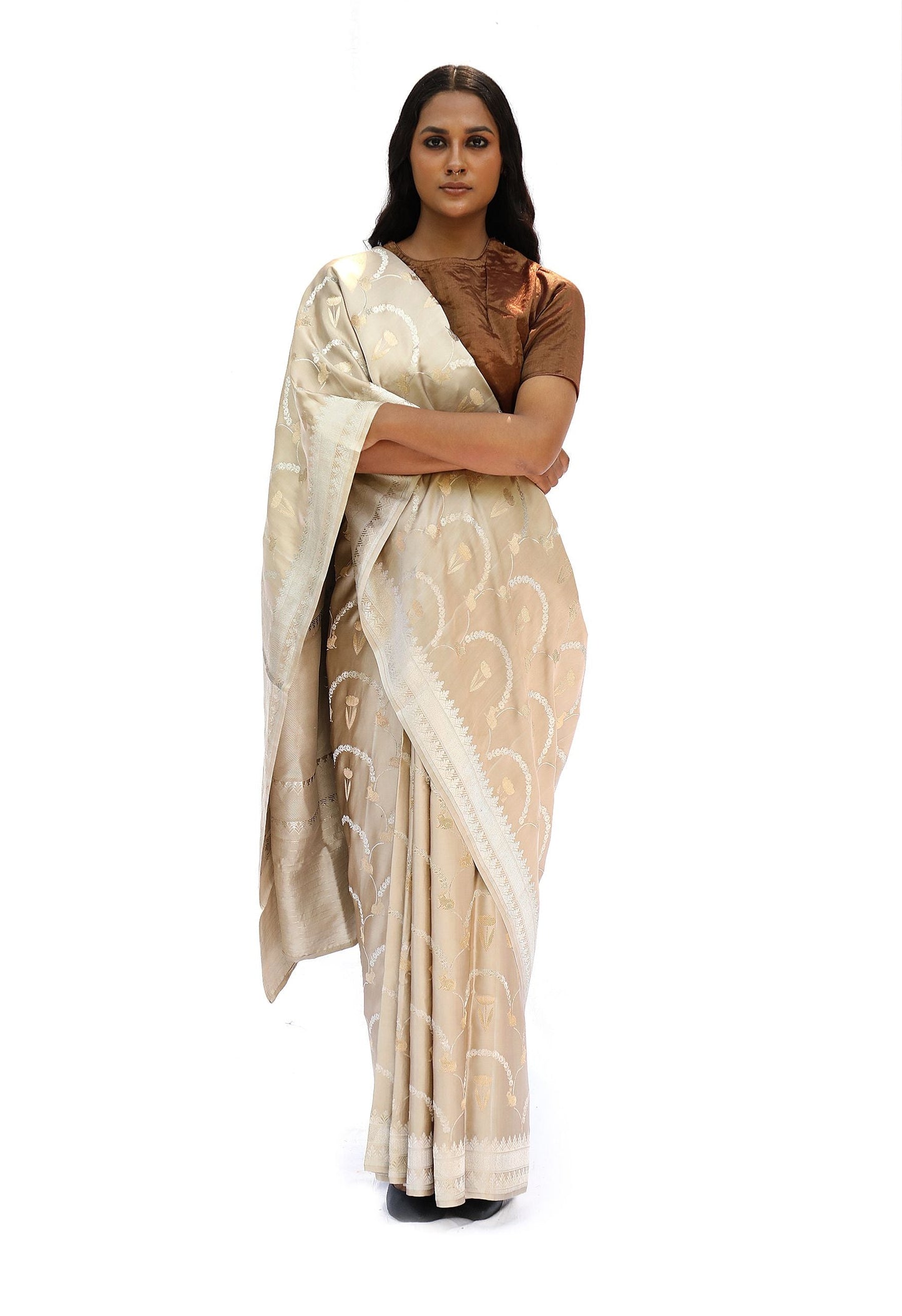 MM - BEIGE MASHRU SILK