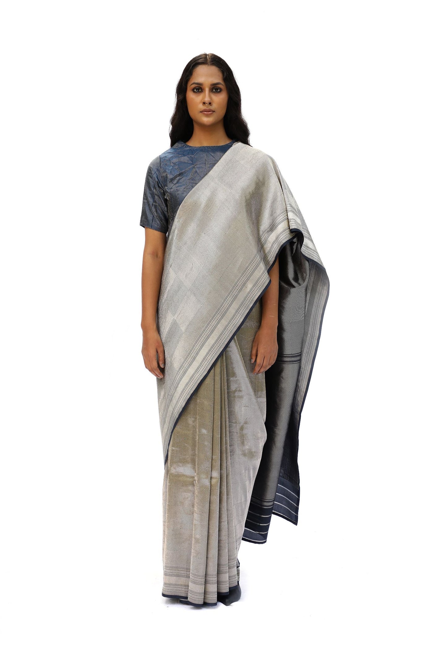 DHARA grey mashru silk saree