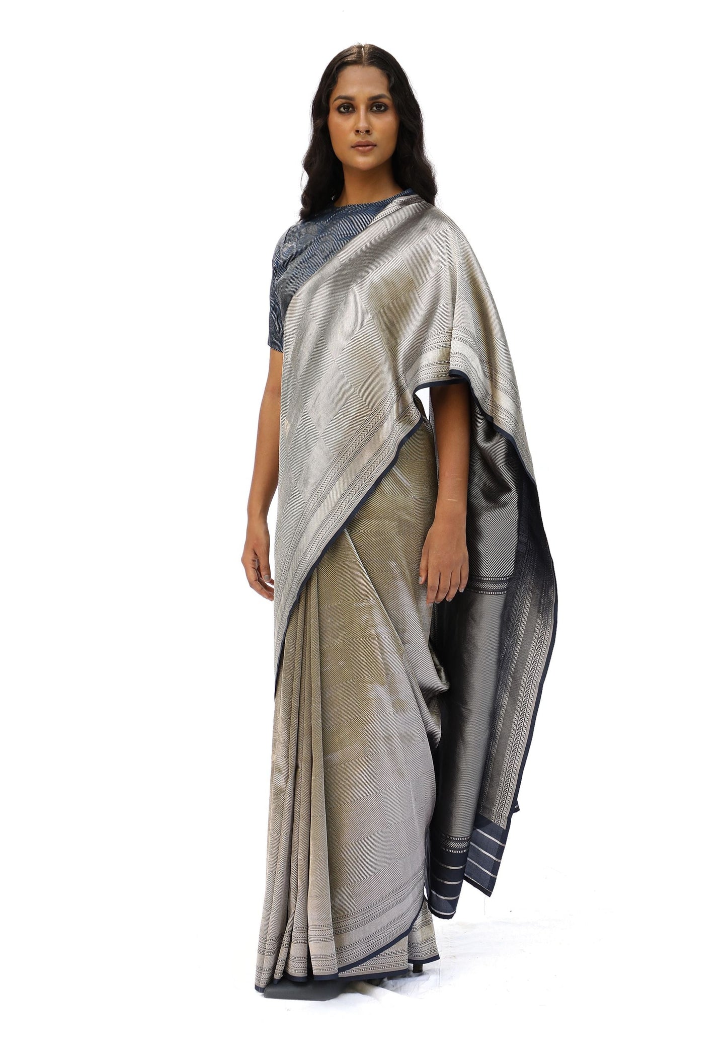 DHARA grey mashru silk saree