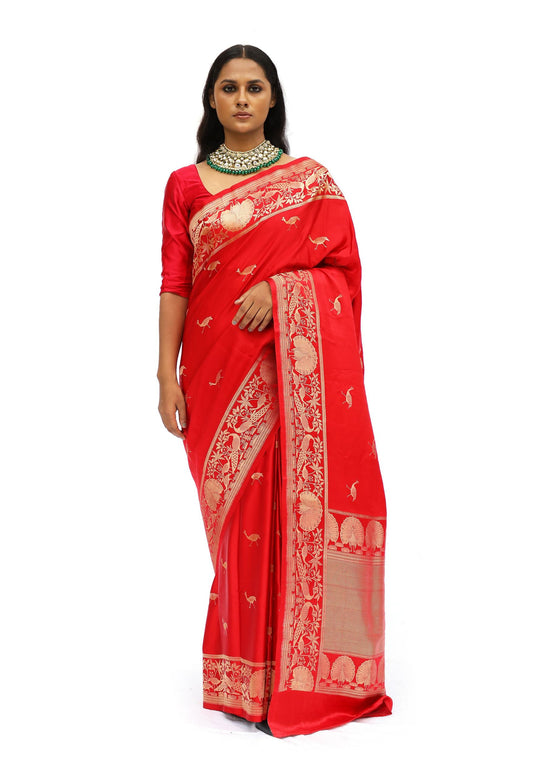 MM - RED MASHRU SILK